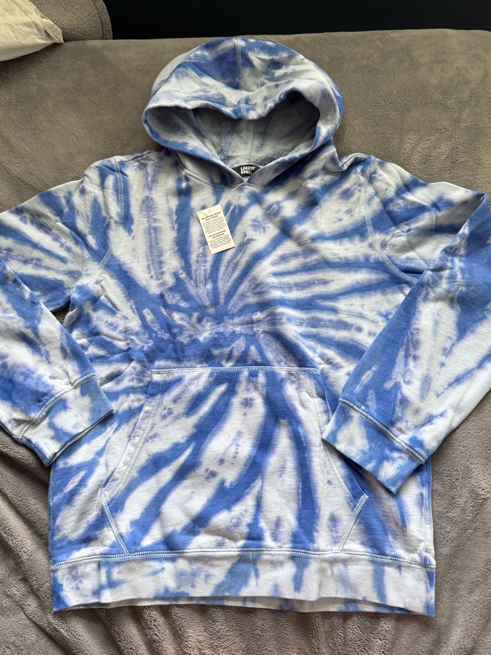 Boy’s XL Husky Blue Tie Dye Fleece Pullover Hoodie